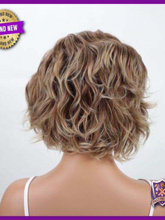 Short Wavy Bob Wig with Bangs, Heat Resistant, Breathable Cap, Lightweight main image 6